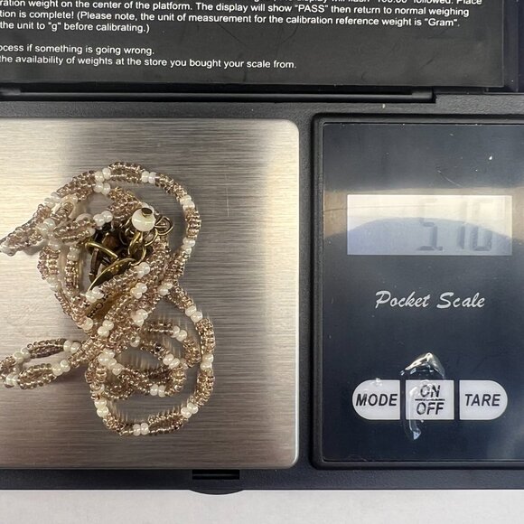 Coldwater Creek multi-strand seed-bead necklace, Gold /bronze & white, 20–22” - Picture 6 of 6